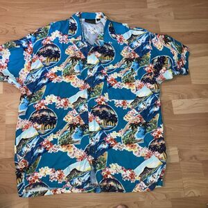 Monzini Large Hawaiian Tropical Postcard Palm Tree Mountain Beach  Postcard Shir